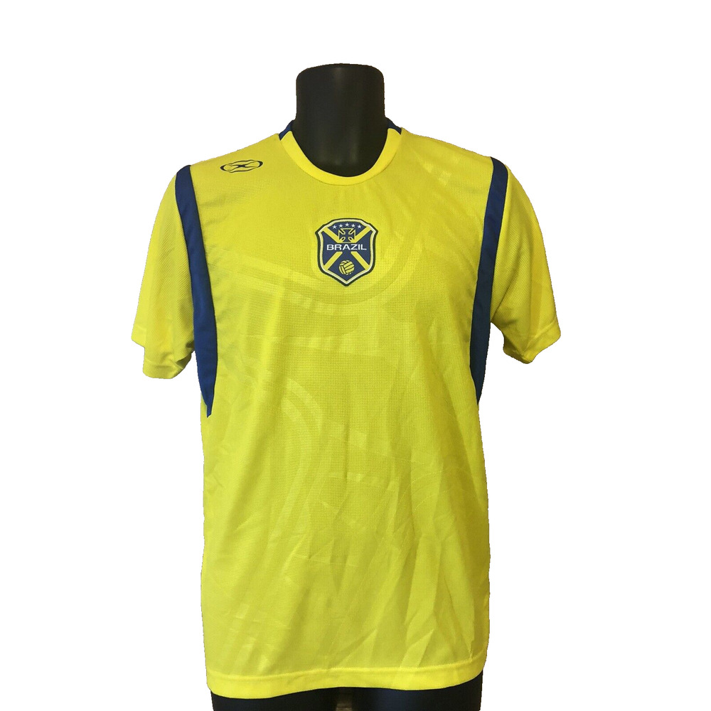 XARA Mens Brazil Soccer Jersey Size Medium Yellow Shirt Short Sleeve Futbol